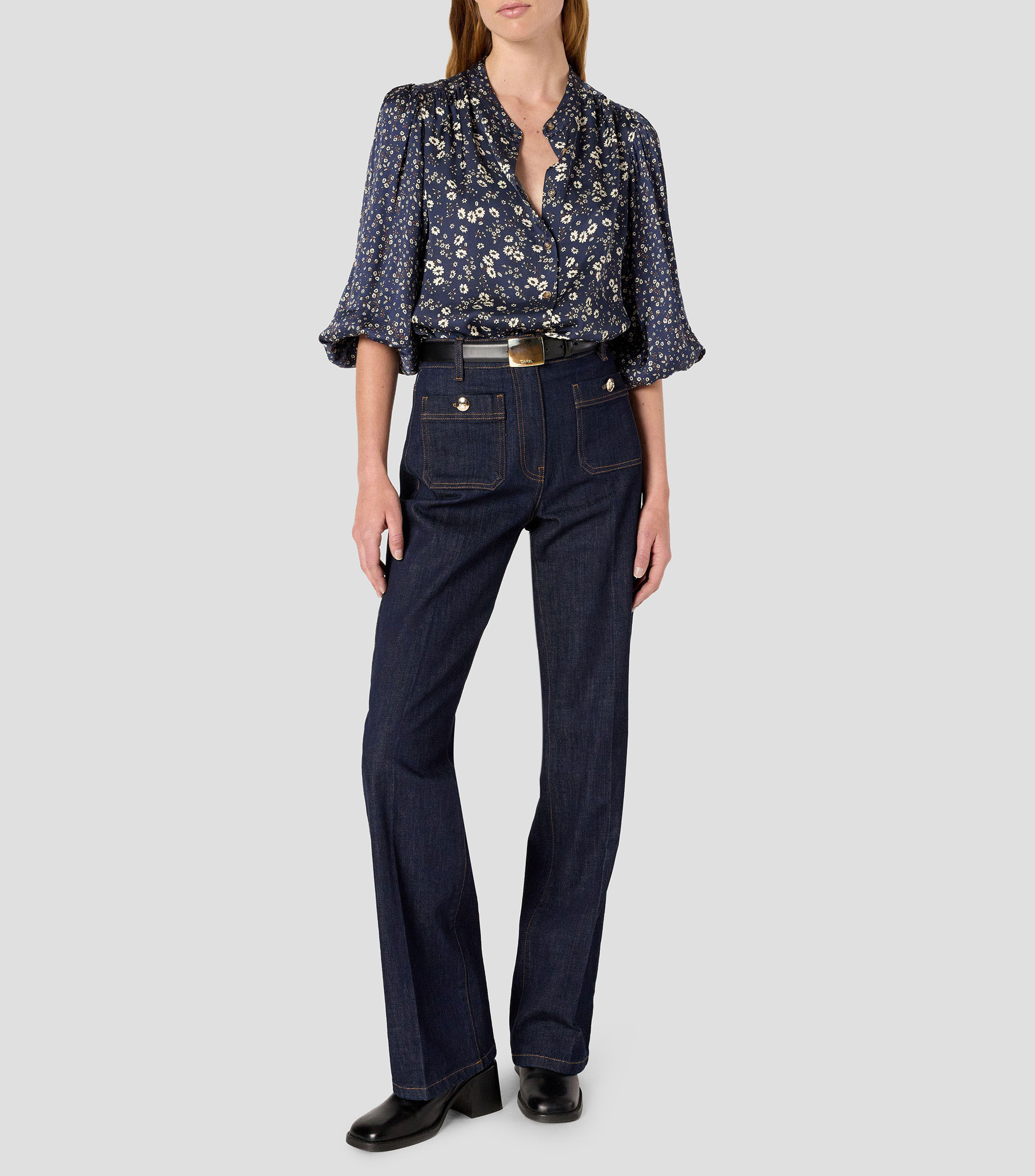 Camisa con estampado floral manga larga Anaelle Mujer